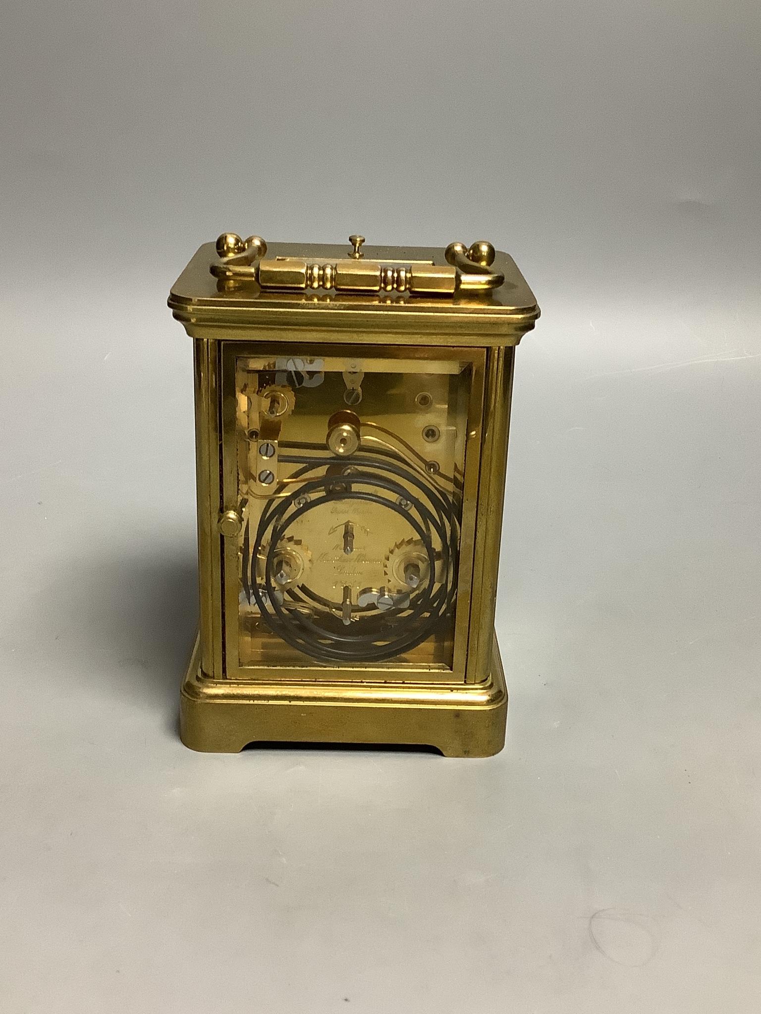 A Matthew Norman brass repeating carriage clock, serial number 1751, height 15cm